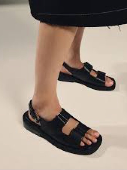 Bronwyn Black Leather Buckle Strap Sandals — image 7 of 7